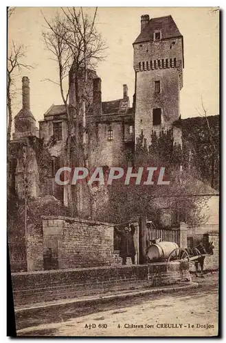 Cartes postales Chateau Fort Creully Le Donjon Attelage Ane