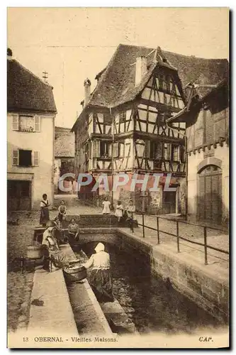 Ansichtskarte AK Obernai Vieilles Maisons Femmes Lavandieres Folklore