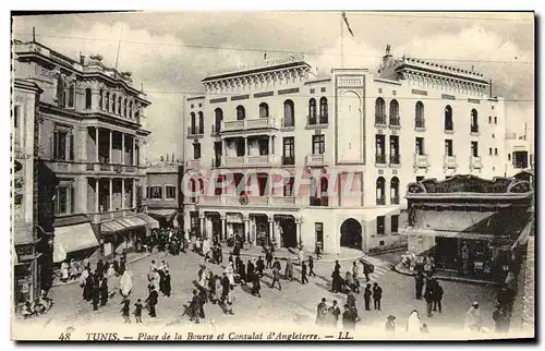 Cartes postales Tunis Place De La Bourse Et Consulat d&#39Angleterre