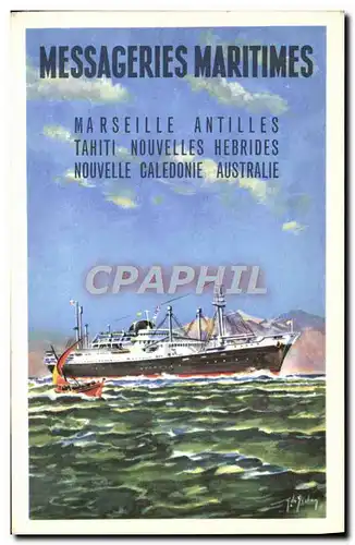 Cartes postales Messageries Maritimes Marseille Antilles Tahiti Nouvelles Hebrides Bateau