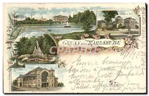 Ansichtskarte AK Gruss Aus Karlsruhe Carte 1897