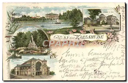 Cartes postales Gruss Aus Karlsruhe Carte 1897