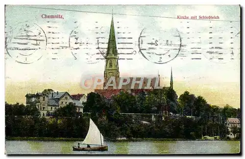 Cartes postales Chemnitz Kirche Mit Schlossteich