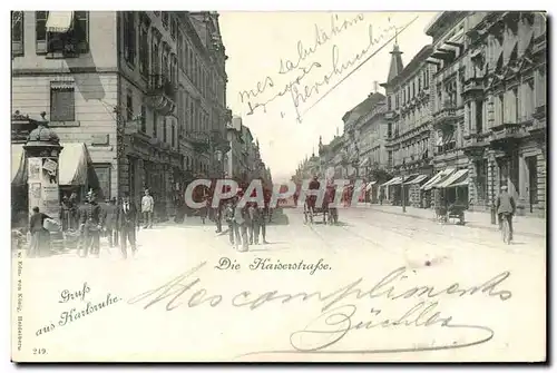 Cartes postales Gruss Aus Karlsruhe Die Kaiserstrasse Carte 1898