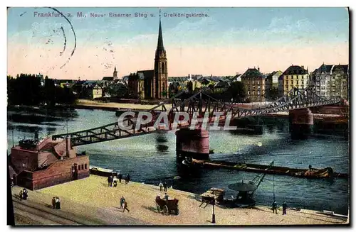 Cartes postales Frankfurt A M Neue Eiserner Steg u Dreikonigskirche