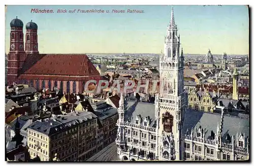 Cartes postales Munchen Blivck Auf Frauenkirche U Neues Rathaus