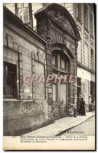 Cartes postales Paris d&#39Autrefois Rue Saint Julien Le Pauvre Hotel De Laffemas Gouverneur Du Petit Chatelet