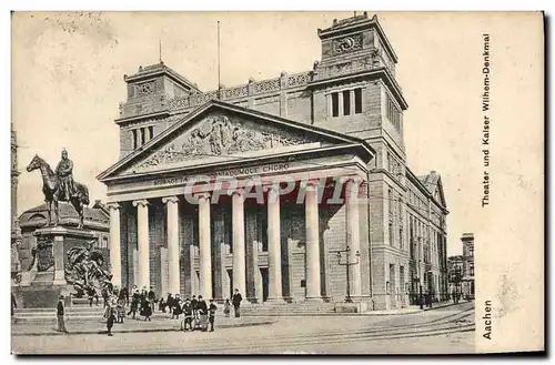 Ansichtskarte AK Aachen Theater und Kaiser Wilhem Denkmal