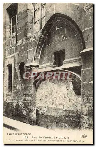 Cartes postales Paris D&#39Autrefois Rue De l&#39Hotel De Ville Detail D&#39Une Baie Sur l&#39Hotel Des Archeveq