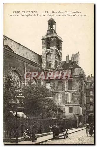 Cartes postales Paris D&#39Autrefois Rue Des Guillemites Clocher Et Presbytere De l&#39Eglise Notre Dame Des Bla