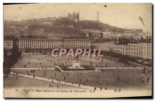 Ansichtskarte AK Lyon Place Bellecour et Coteau de Fourviere