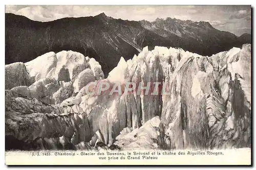 Cartes postales Chamonix Glacier des Bossons le Brevent et la Chaine des aiguilles rouges Vue prise du grand pla