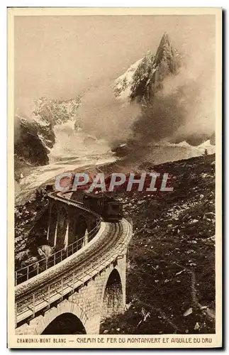 Cartes postales Chamonix Mont Blanc Chemin Fer Du Montanvert Et Aiguille Du Dru Train