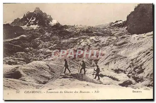 Cartes postales Chamonix Traversee du Glacier des Bossons Alpinisme