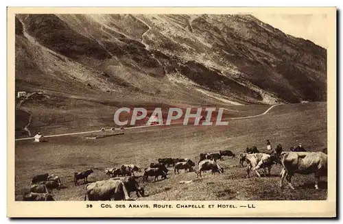 Ansichtskarte AK Col Des Aravis Route Chapelle Et Hotel Vaches