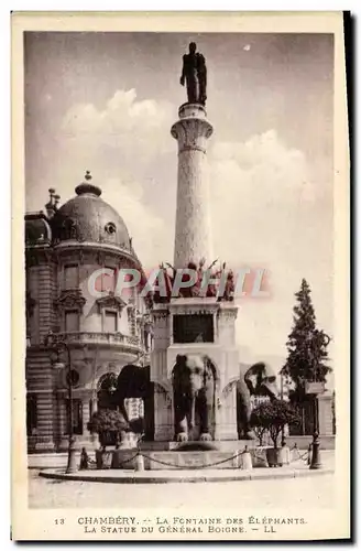 Cartes postales Chambery La Fcntaine Des Elephants la statue du general Boigne