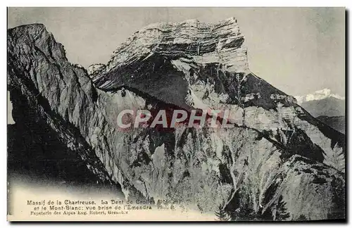 Cartes postales Massif de la Chartreuse La dent de Crolles et le mont Blanc Vue prise de l&#39Emendra