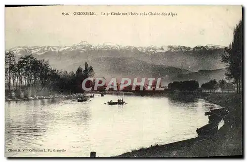 Ansichtskarte AK Grenoble Le 4eme genie sur l&#39Isere et la chaine des Alpes Militaria