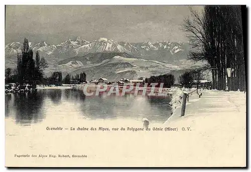 Cartes postales Grenoble La chaine des Alpes vue du Polygone du Genie Hiver