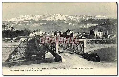 Cartes postales Grenoble Le Pont du Drac et la Chaine des Alpes