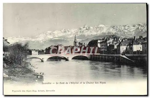 Cartes postales Grenoble Le Pont de L&#39Hopital et la Chaine des Alpes