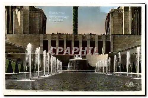 Cartes postales Exposition Internationale Paris 1937 Bassins et fontaines du Trocadero