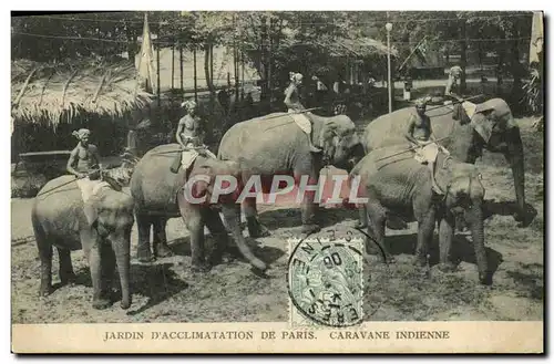 Cartes postales Paris Jardin D'Acclimatation Caravane Indienne Elephant Elephants