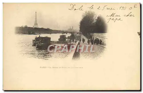 Ansichtskarte AK Paris La Seine au pont de la Concorde Tour Eiffel Peniches