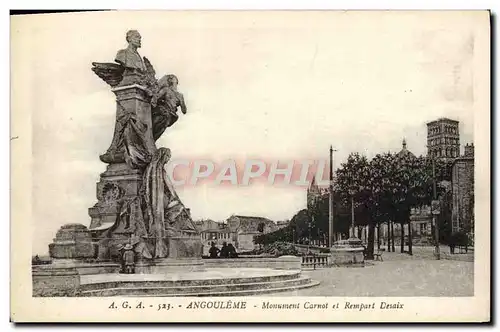 Cartes postales Angouleme Monument Carnot et Rempart Desaix