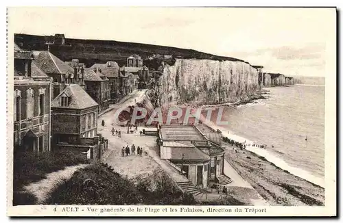 Cartes postales Ault Vue Generale de La Plage et les Falaises direction du Treport