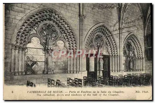 Cartes postales Cathedrale De Noyon Porte et Fenetres de la Salle du Chapitre