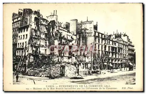 Ansichtskarte AK Paris Evenements de la Commune 1871 Maisons de la Rue Royale incendiees