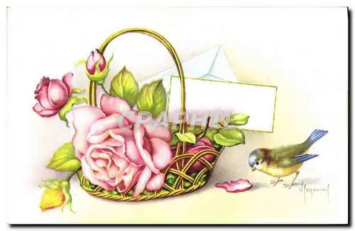 Cartes postales Fantaisie Fleurs oiseau