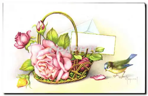 Cartes postales Fantaisie Fleurs oiseau