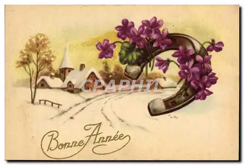 Cartes postales Fantaisie Fleurs Fer a cheval