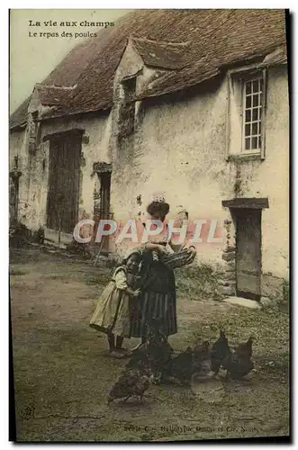 Ansichtskarte AK La vie axu champs Le repas des poules Folklore