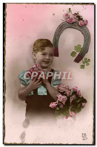 Cartes postales Fantaisie Enfant Fer a cheval