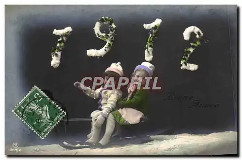 Cartes postales Fantaisie Enfants Annee 1912 Luge