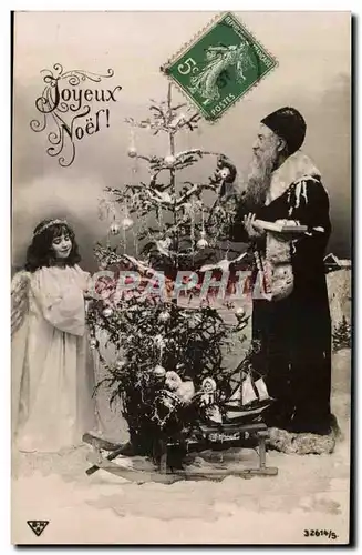 Cartes postales Fantaisie Enfant Pere Noel Ange