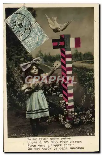 Cartes postales Fantaisie Enfant Alsace Colombe