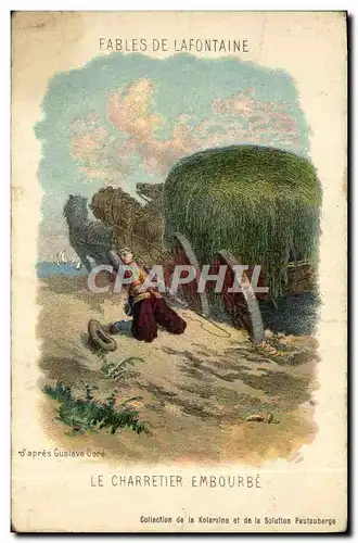 Cartes postales Fantaisie Fables de Lafontaine Le charretier embourbe