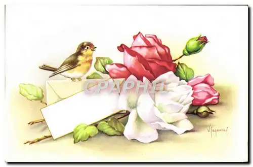 Cartes postales Fantaisie Fleurs Oiseau