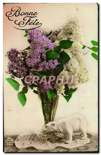 Cartes postales Bonne Fete Fleurs Ours blanc