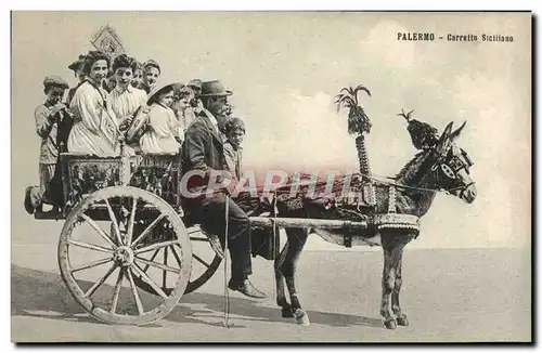 Cartes postales Palermo Carretto Siciliano Ane Mule Folklore