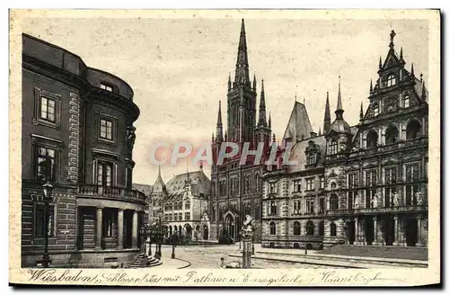 Cartes postales Wiesbaden Schlossplatz mit Rathaus
