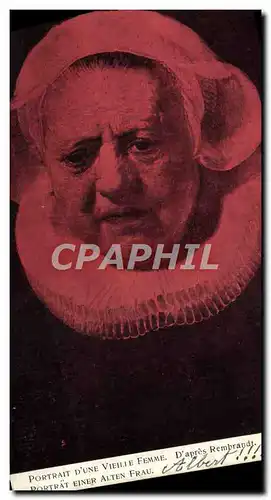 Cartes postales Portrait d&#39une vieille femme par Rembrandt