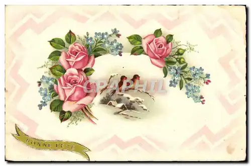 Cartes postales Fantaisie Oiseaux Roses