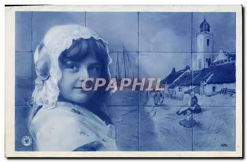 Cartes postales Fantaisie Enfant Moulin a vent