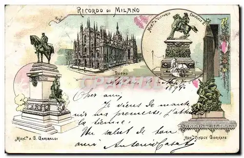 Cartes postales Milano Monumento a Garibaldi