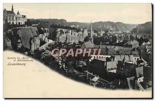 Cartes postales Luxembourg Rochers du Bock et Munsterkirche